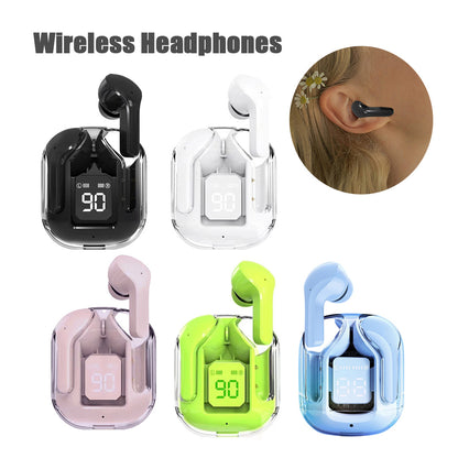 New Mini Transparent Wireless Bluetooth Headset Digital Display ENC Noise Reduction True Wireless Sports Music