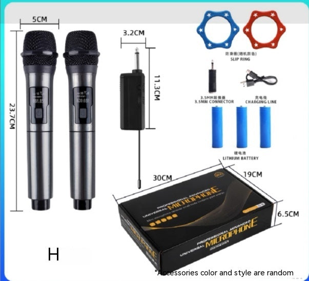 Household Wireless One-drag Two Moving Coil Microphone