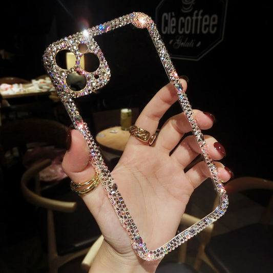 Compatible with Apple, Luxury Fashion Bling Rhinestone Gem diamond Soft Phone CaseFor Apple Iphone 11 Pro Max 12 MiNi Glitter Camera Protection Cover