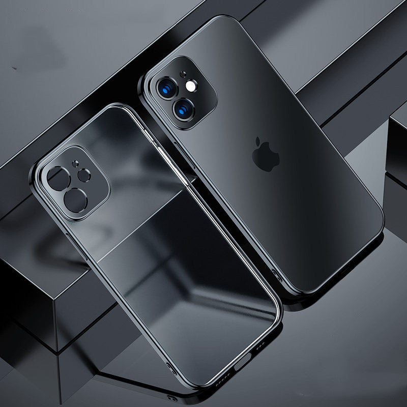 Compatible con Apple, funda de silicona suave mate con marco cuadrado chapado de lujo para iPhone 11 12 Pro Max Mini XR X XS 7 8 Plus SE cubierta transparente