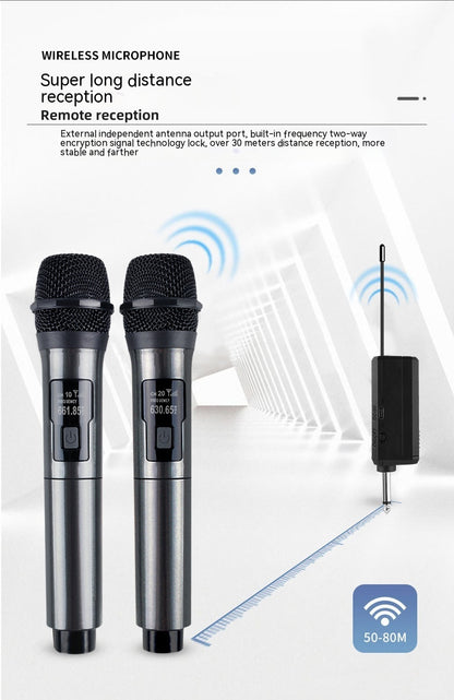 Household Wireless One-drag Two Moving Coil Microphone