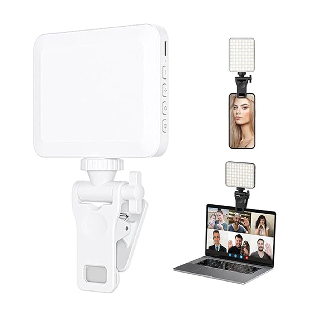 CN,Rechargeable Selfie Light, Clip Fill Light For Phone Laptop Tablet Portable Light For Video Conference Live Streaming Zoom Call Makeup Picture White