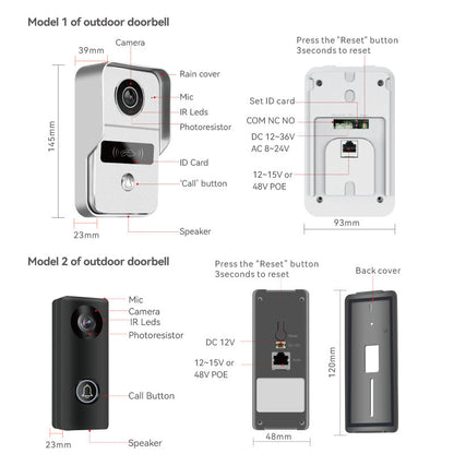 Video Intercom Doorbell 1v2 Real-time Monitoring Wireless Network Intelligent Intercom System Doorbell