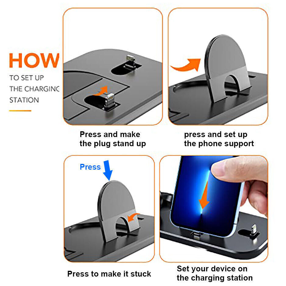 3In1 Wireless Charger Dock Charging Stand For Watch Mobile Phone