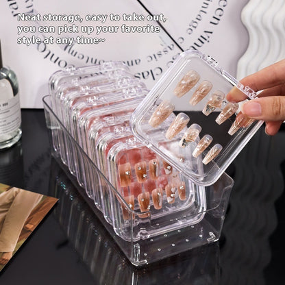 Caja de almacenamiento de uñas transparente para manicura pequeña y práctica hecha a mano