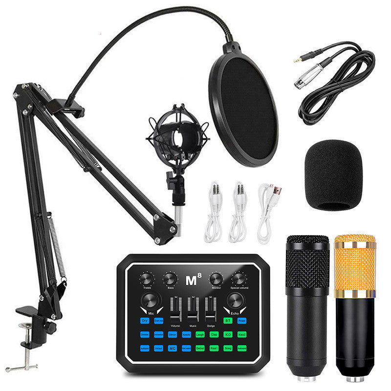 Aluminum Condenser Microphone Sound Card Set