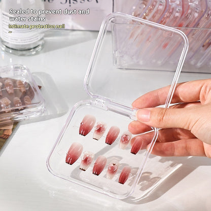 Caja de almacenamiento de uñas transparente para manicura pequeña y práctica hecha a mano